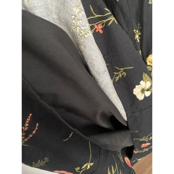 NWT H&M Linen-blend Cotton Off-the-shoulder Midi Dress Black/Floral XXL COttage - Picture 9 of 12